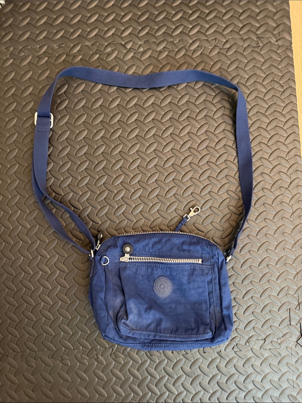 Kipling Navy Nylon Crossbody with Gold-Zip Accent